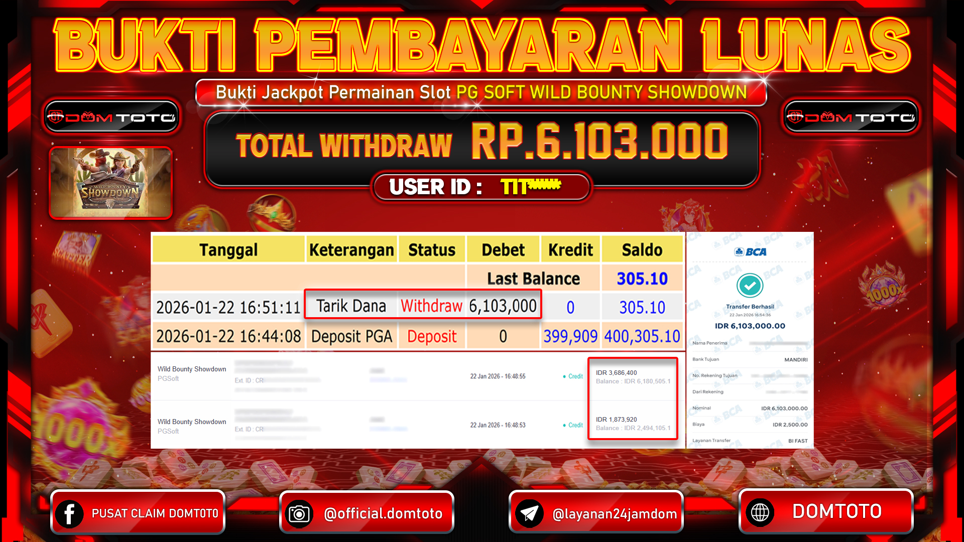 JACKPOT SLOT Wild Bounty Showdown PGSoft  22   JANUARI 2026